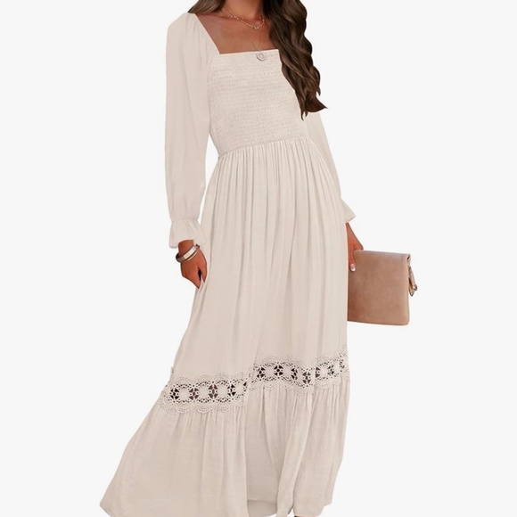 Zesica 2025 Long Sleeve Maxi Dress, Apricot Cream Color - Picture 1 of 3